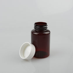 PET Amber Color Plastic Bottle Pill Bottle with Child Proof CRC Cap